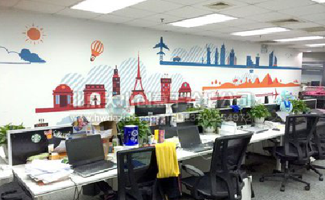 盘州教你设计办公室墙绘的方法。